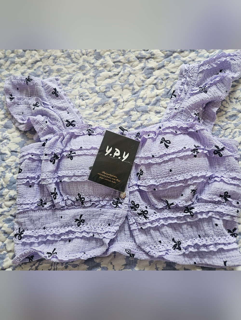 Lavender Ruffled Two-Piece Crop Top & Skirt Set - Picture 7 of 8